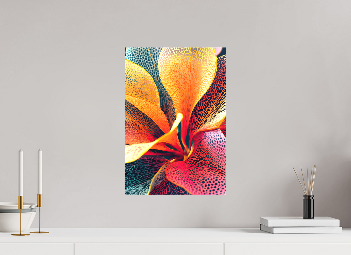 12 x 17.7″, Textile on Canvas Colorful Flower