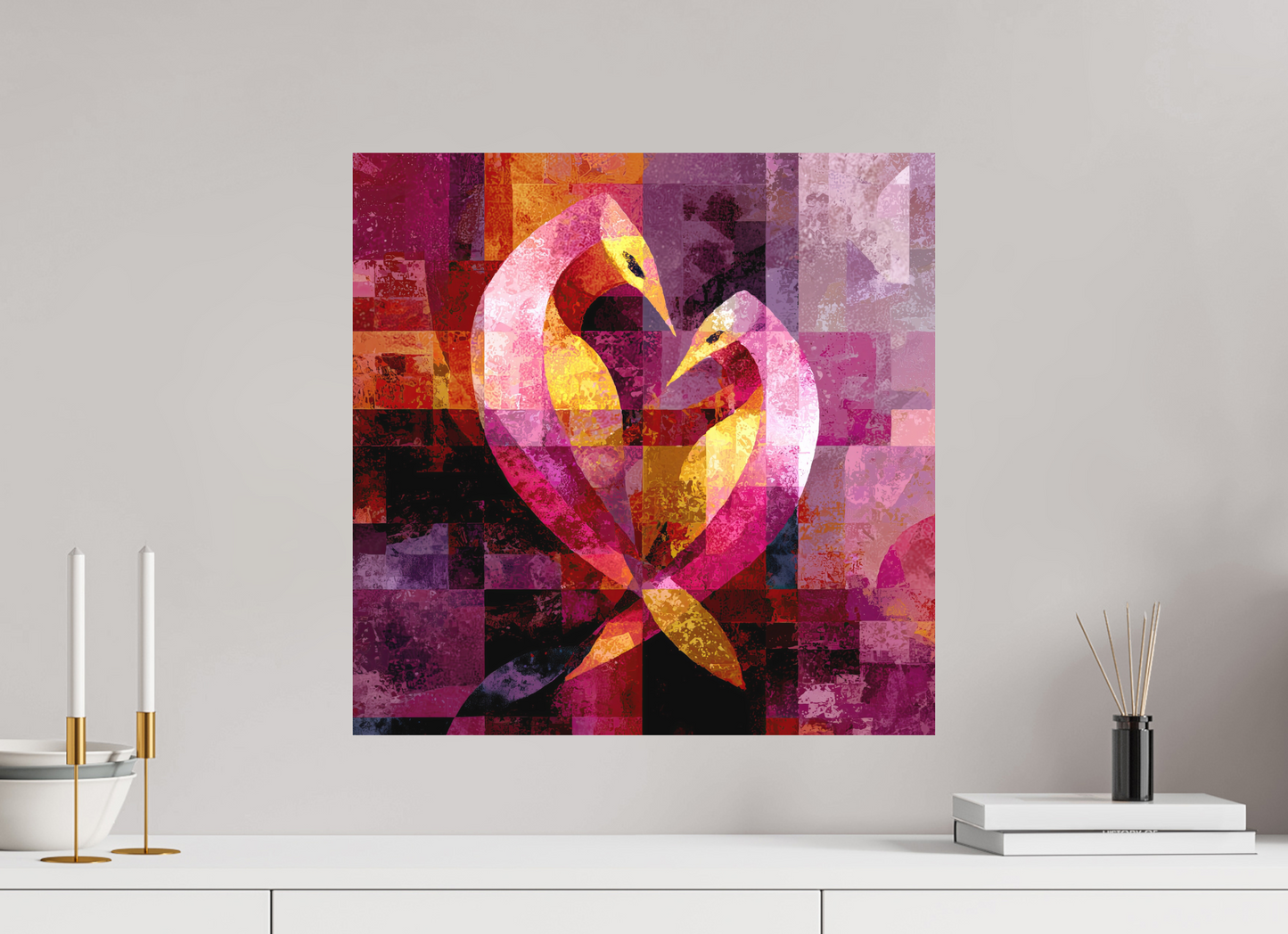 20 x 20″, Photo Print on Aluminum Backing Love Birds