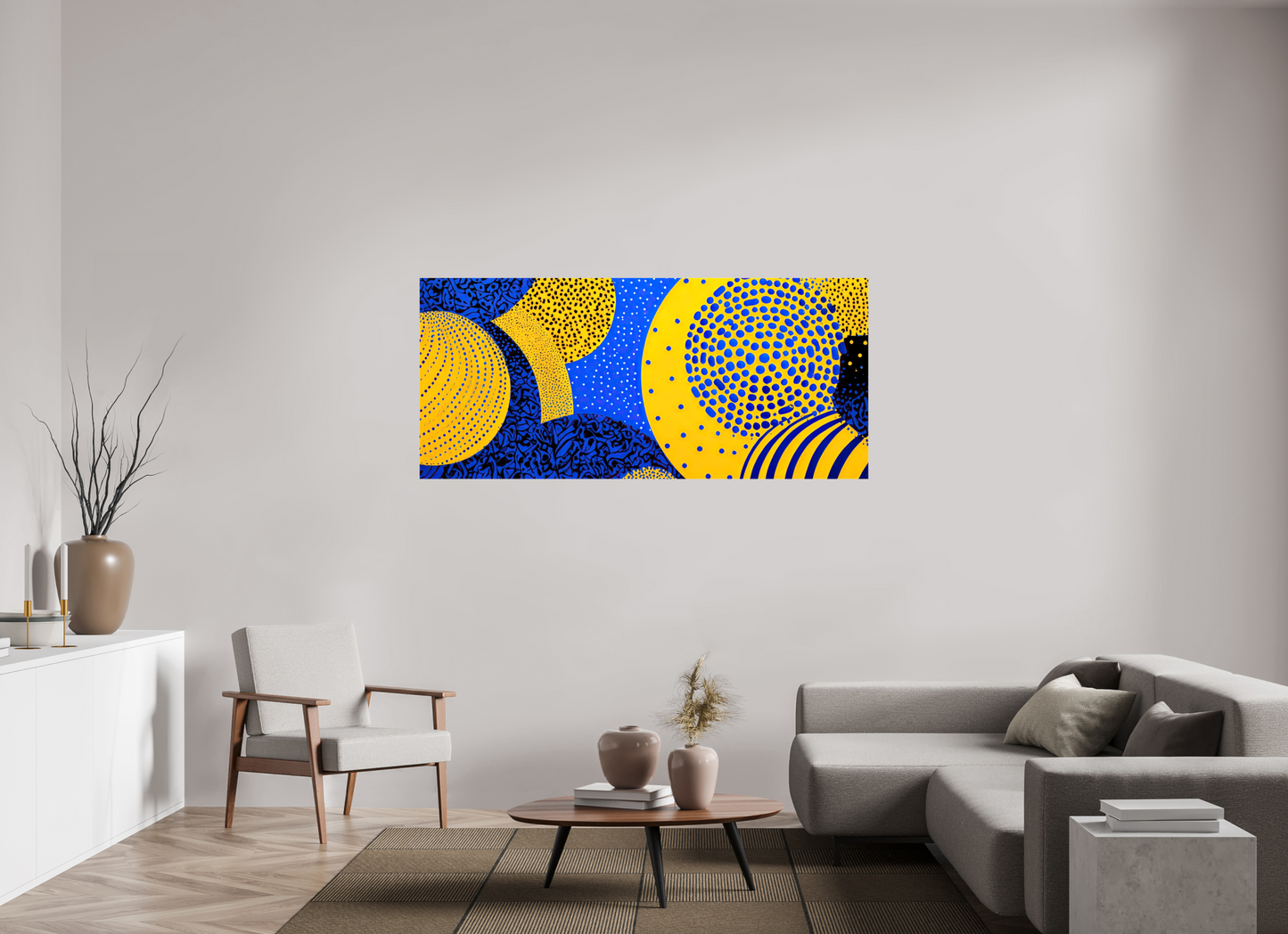 69.5 x 31″, Glossy Canvas Yellow & Blue 2