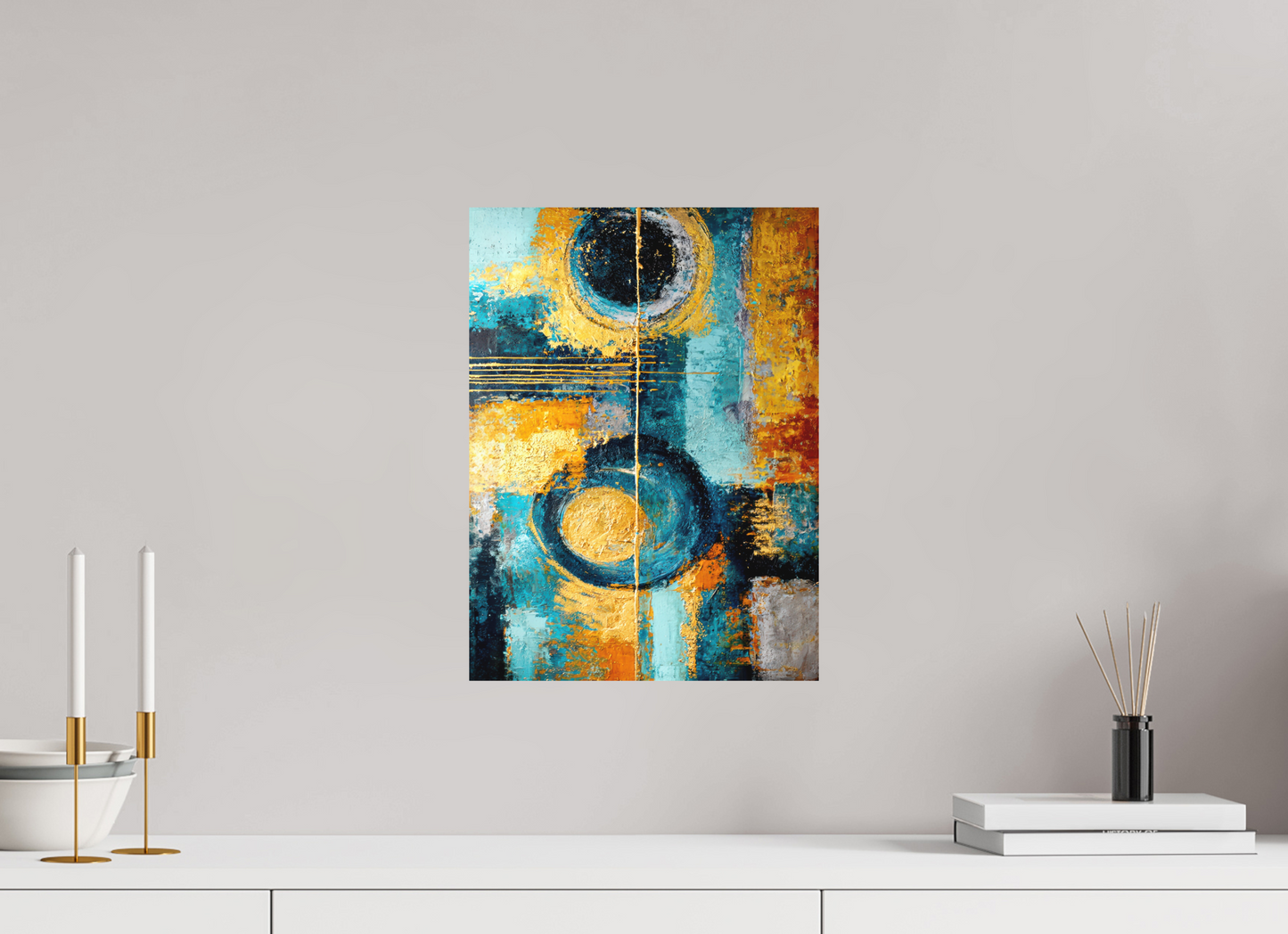 12 x 16.3″, Photo Print on Aluminum Backing Abstract Gold Paint
