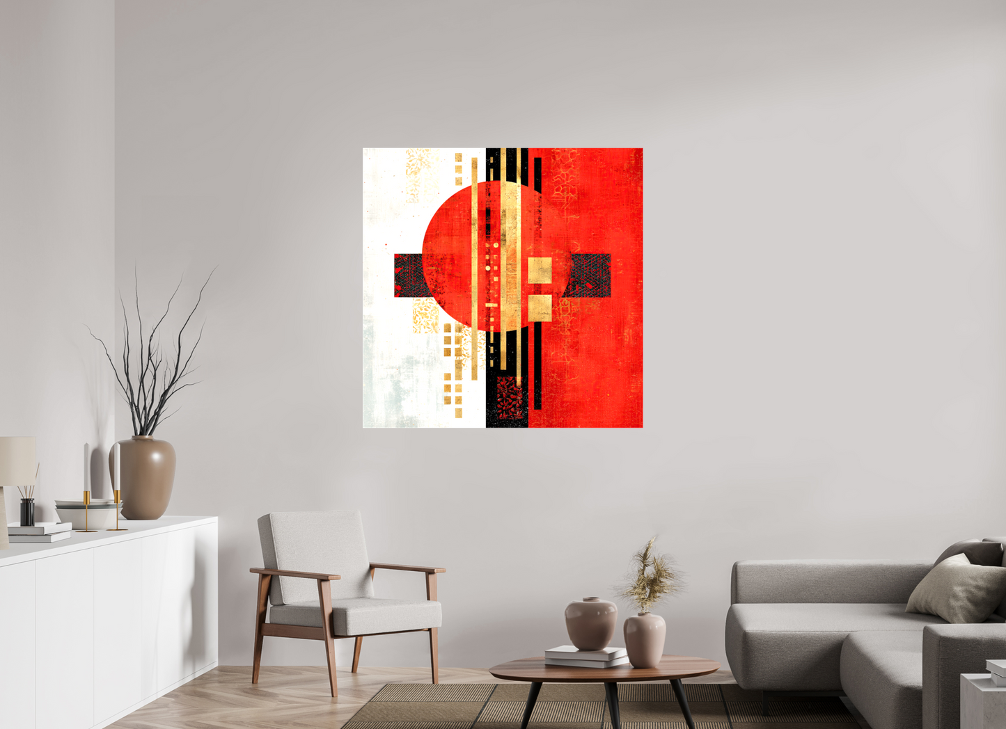 45 x 45″, Glossy Canvas Abstract Rising Sun