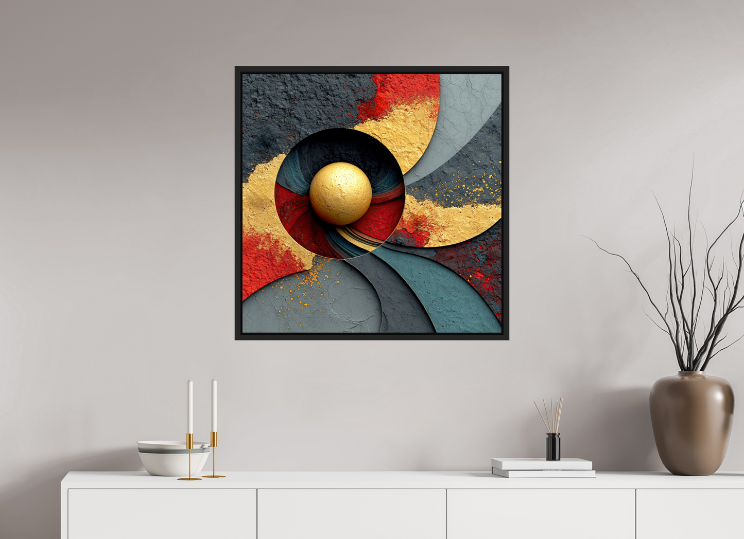 30 x 30″, Fine Art Print on Aluminum Dibond with Boarder Gold Ball