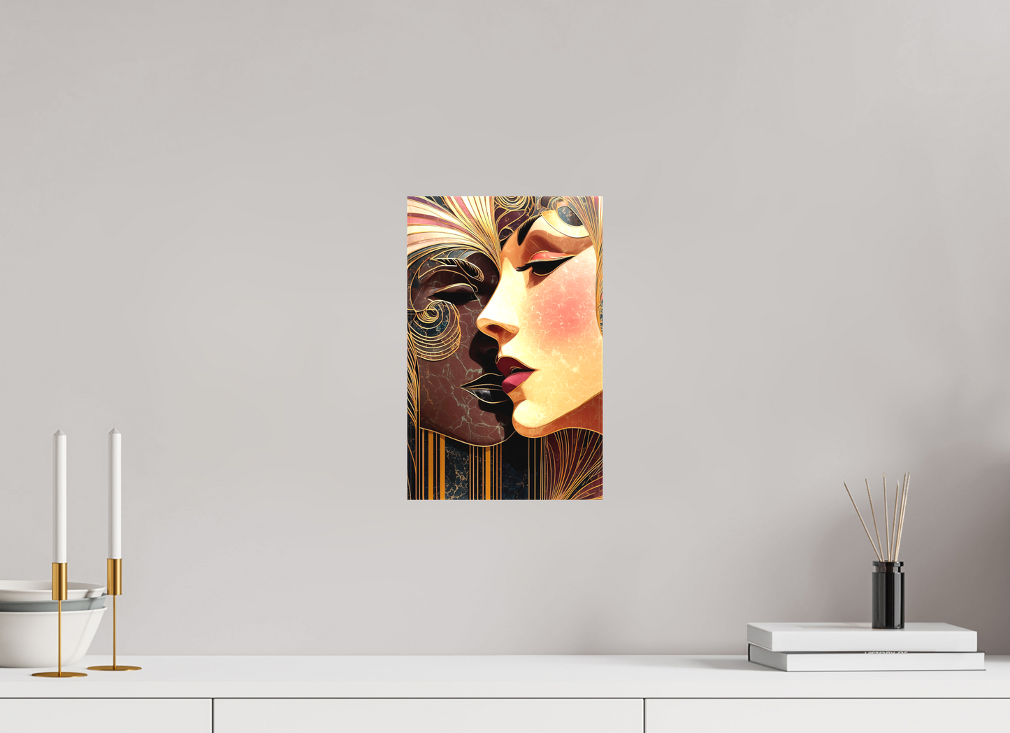 8 x 12.6″, Textile on Canvas Art Deco Women