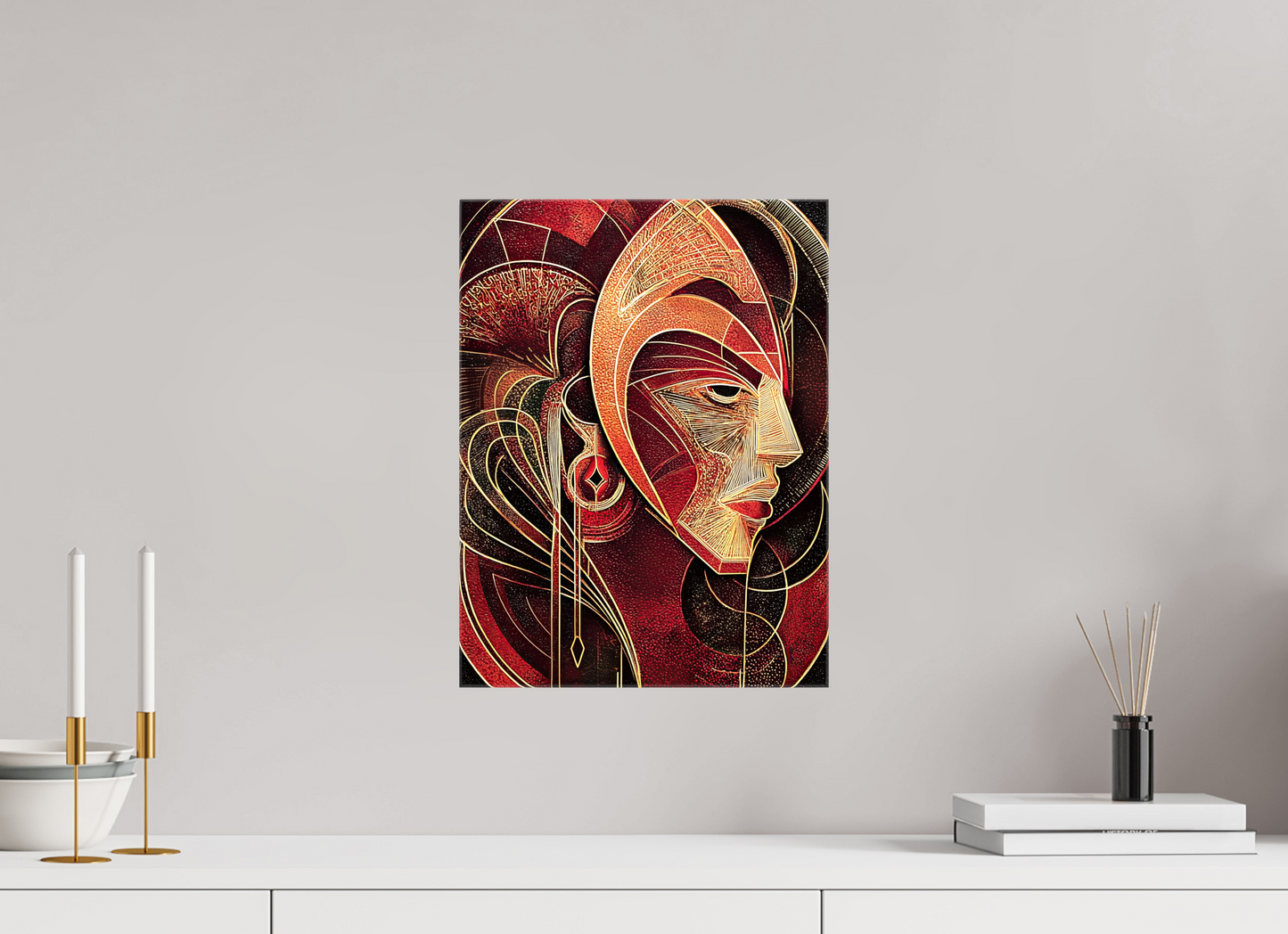 12 x 16″, Glossy Canvas Art Deco Face