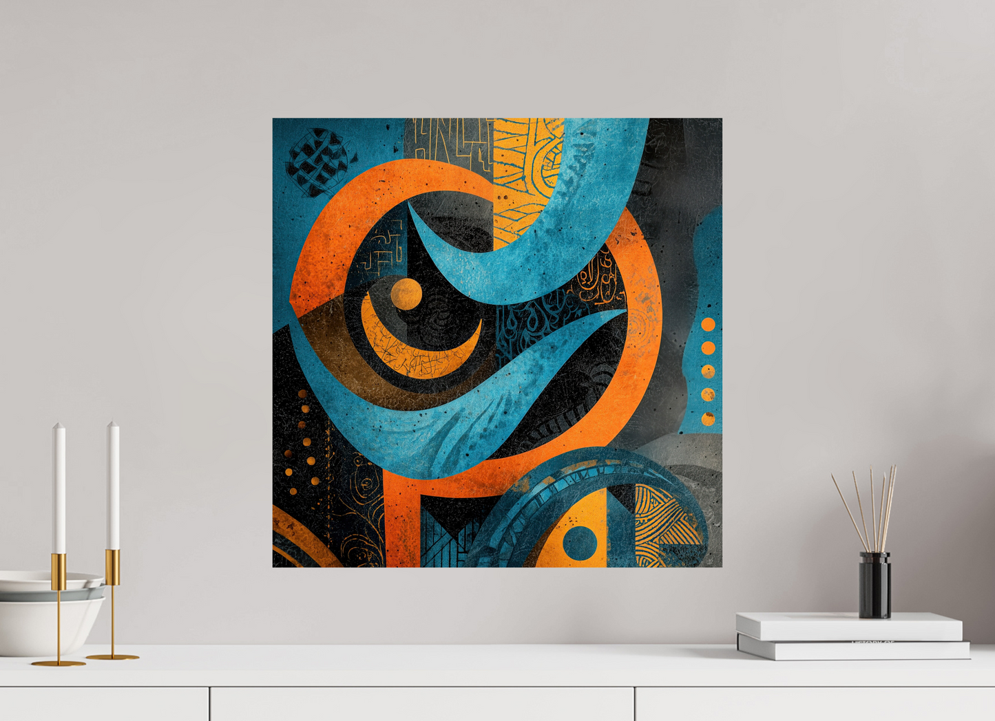 20 x 20″, Fine Art Print On Aluminum Dibond Abstract Tribal 2