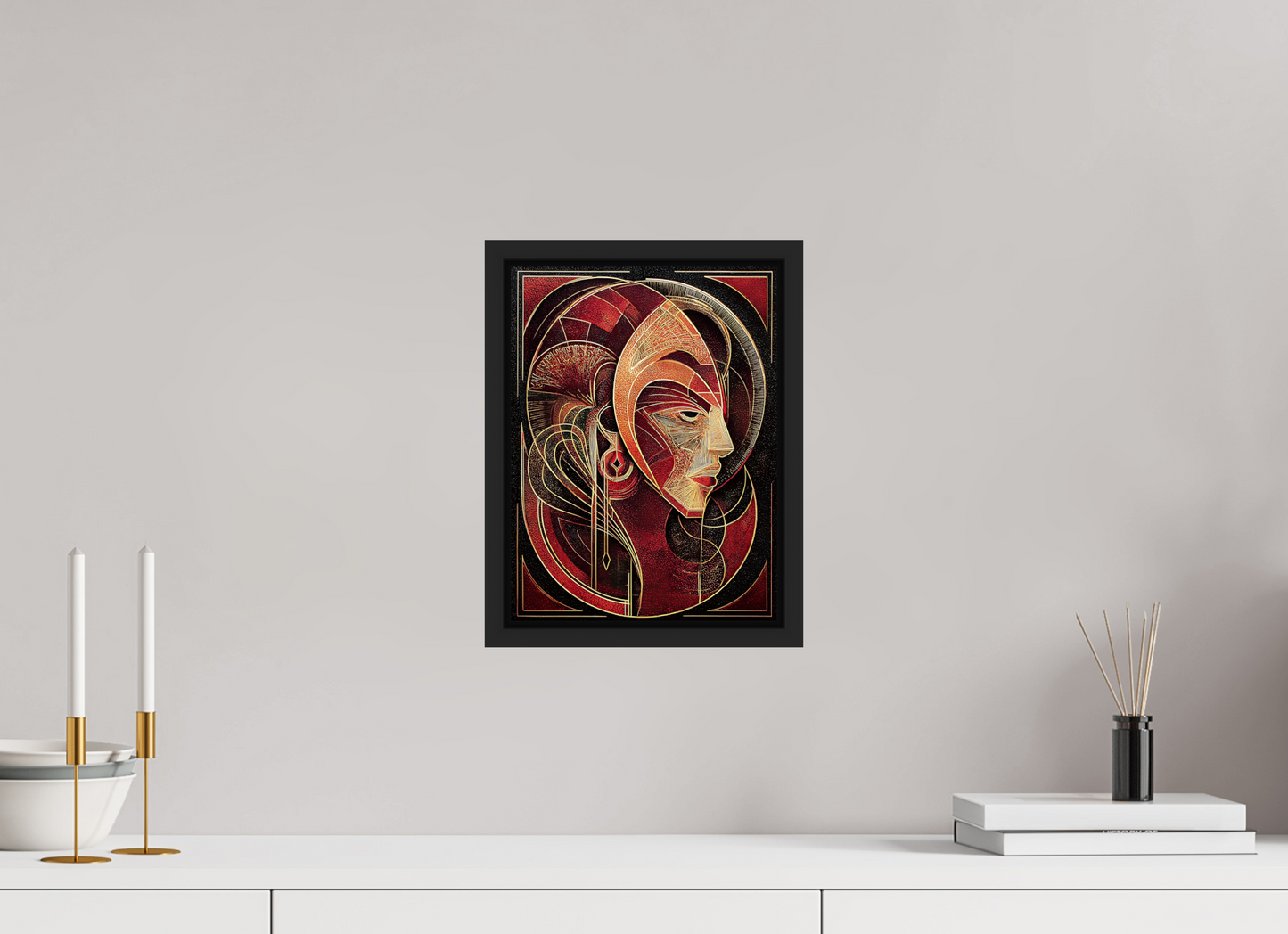 9 x 12″, Fine Art Print on Aluminum Dibond with Boarder Art Deco Face
