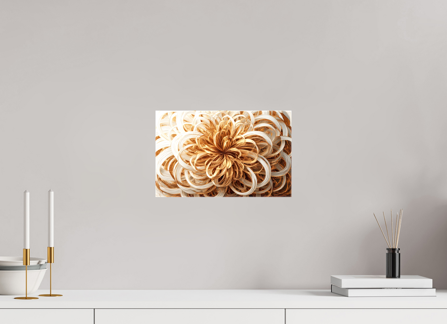 12.8 x 8″, Glossy Canvas Abstract Gold Flower