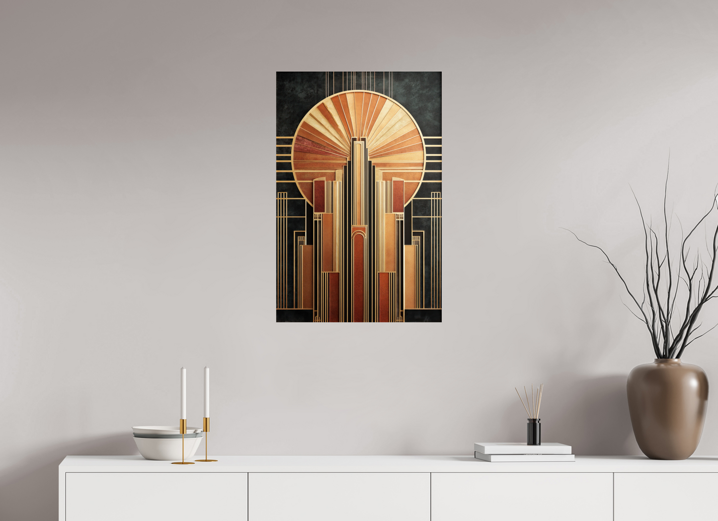 20 x 30.3″, Fine Art Print On Aluminum Dibond Art Deco City 2