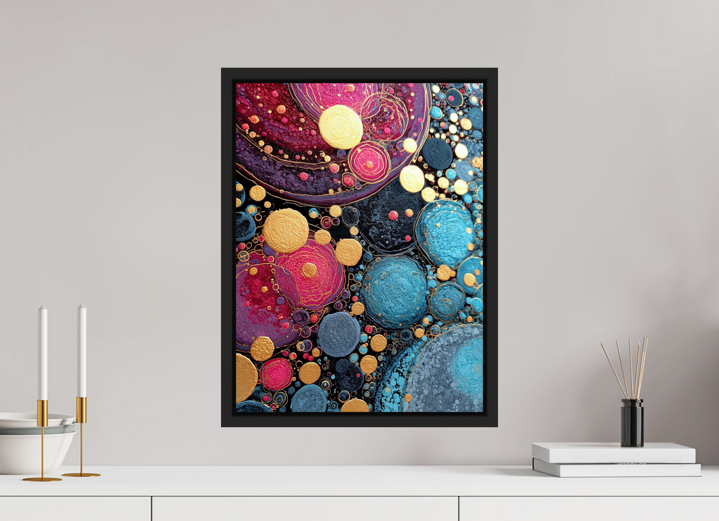 15 x 20″, Fine Art Print on Aluminum Dibond with Boarder Abstract Circles
