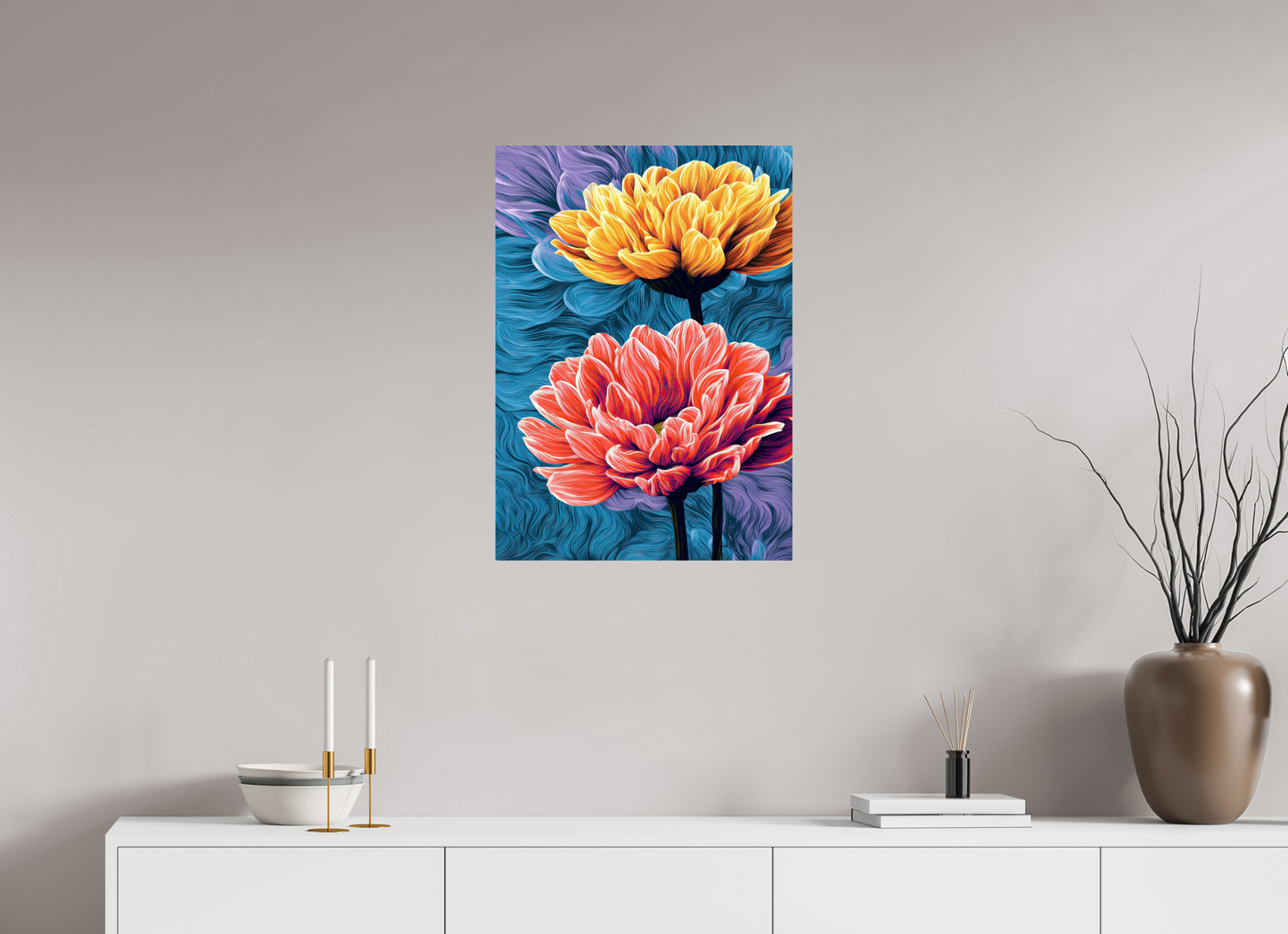 20 x 28″, Fine Art Print On Aluminum Dibond Warm Flowers