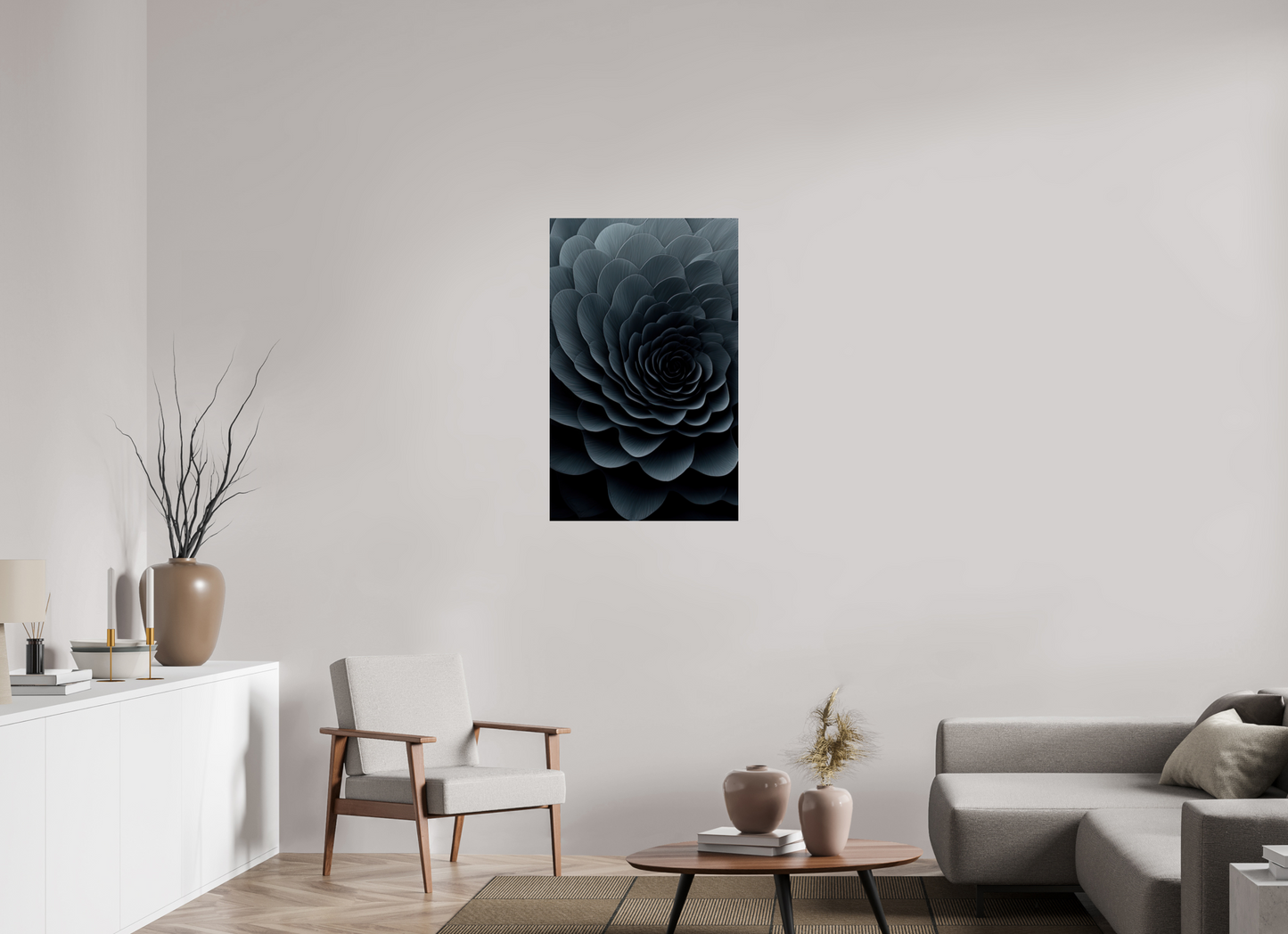 24 x 38.5″, Fine Art Print On Aluminum Dibond Dark Flower