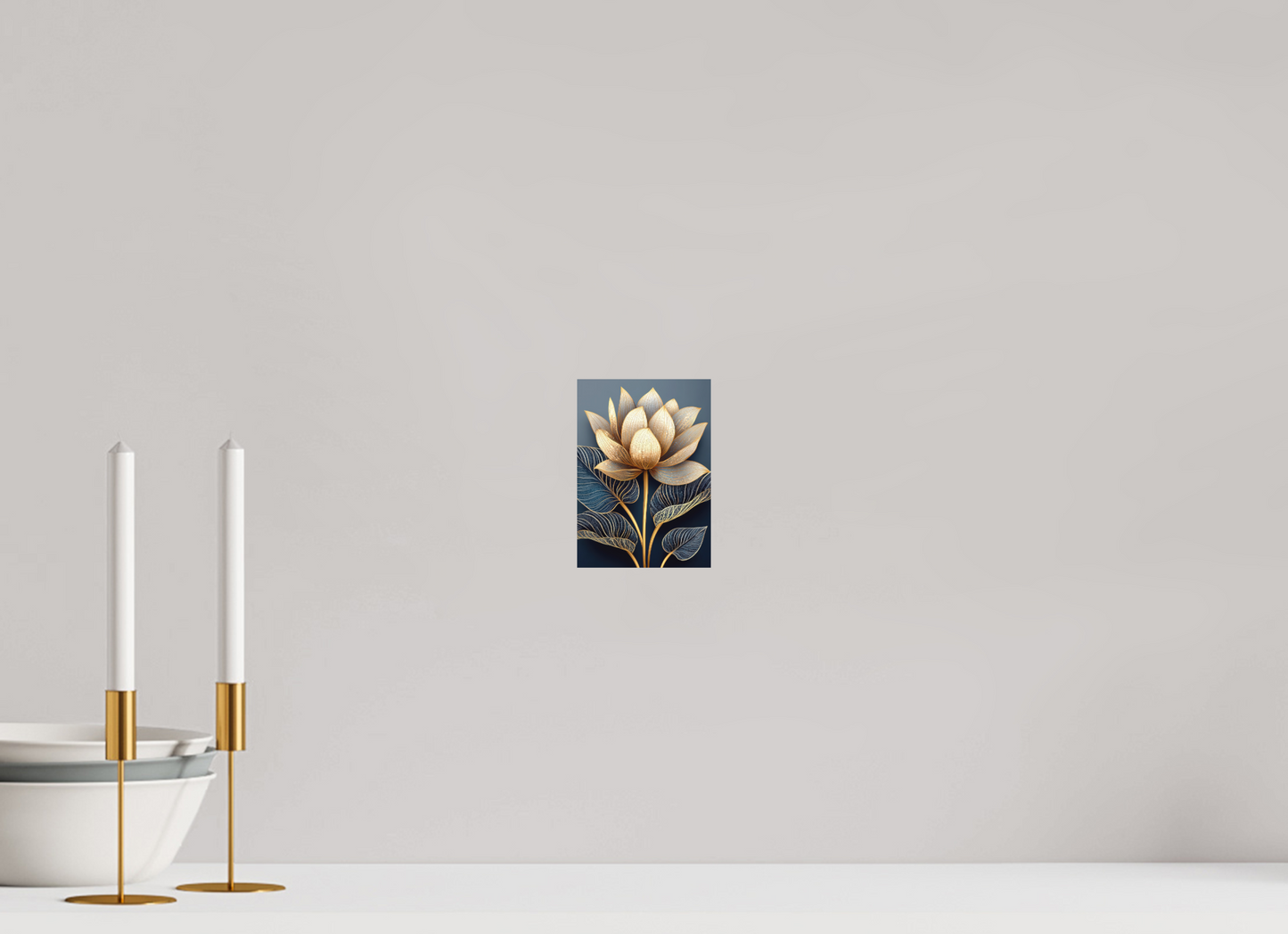 ISO A6 (10,5 x 14,8 cm), Photo Print on Aluminum Backing Art Deco Lotus Flower