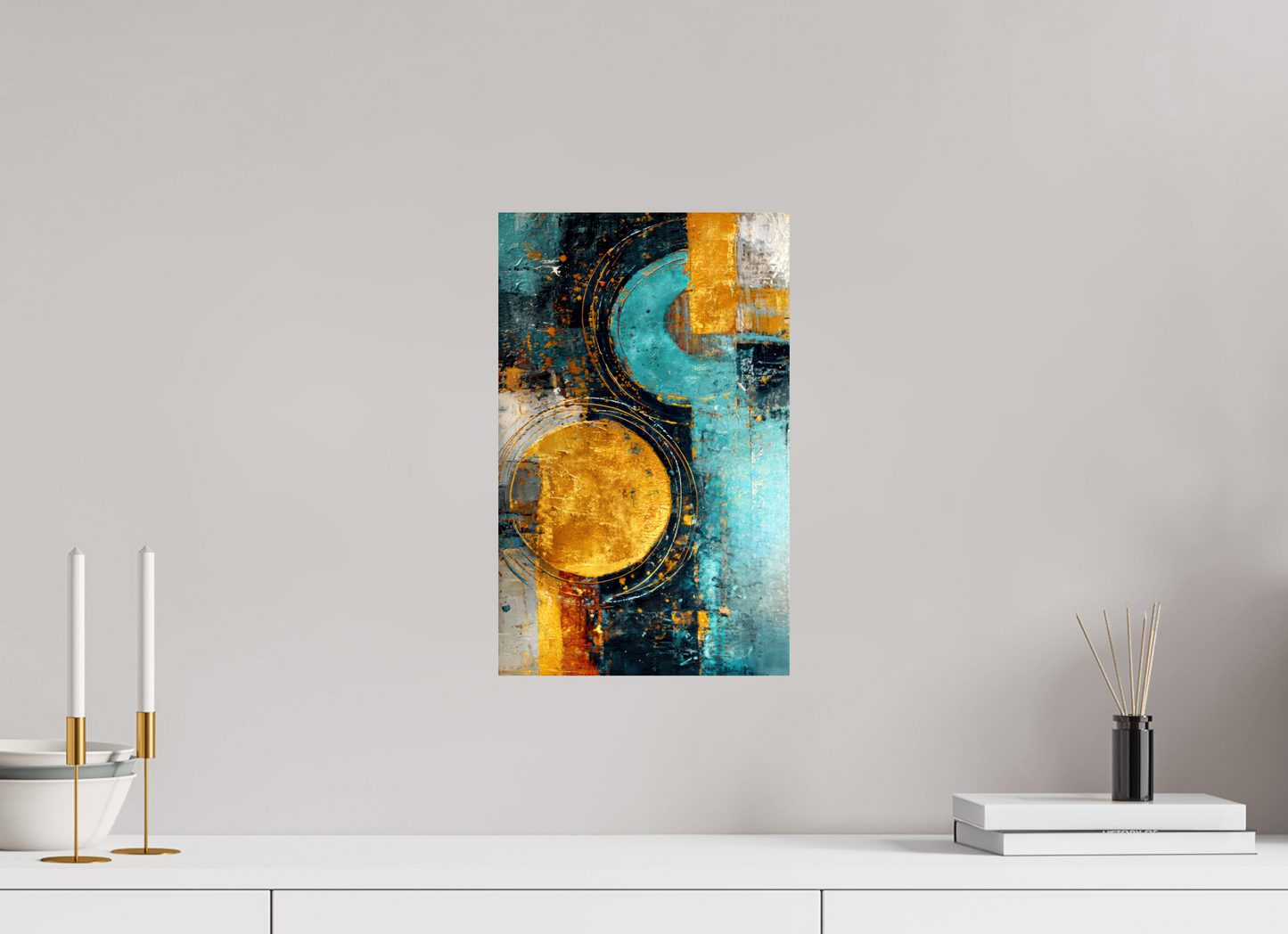 10 x 15.9″, Fine Art Print On Aluminum Dibond Abstract Gold Paint 2