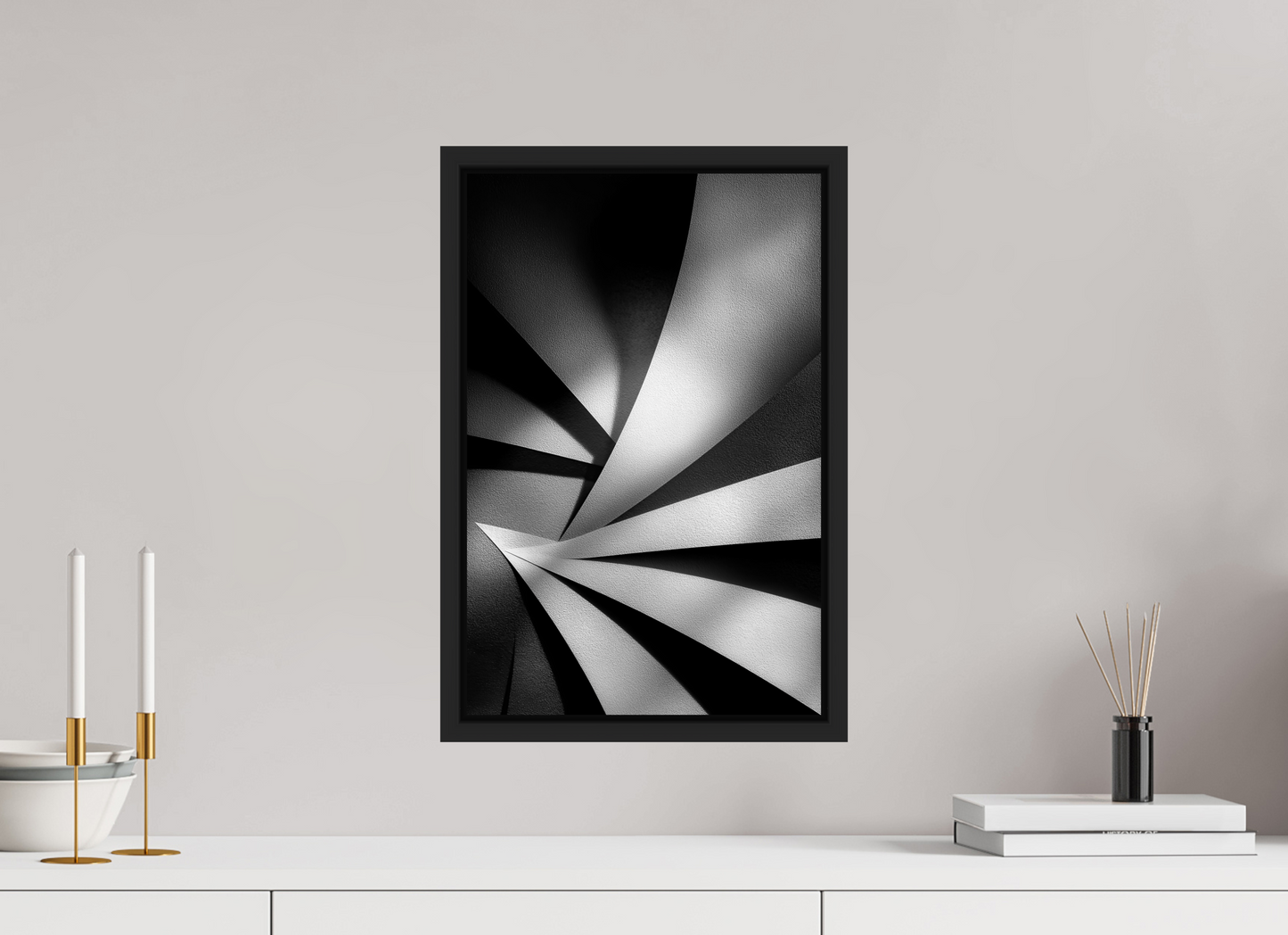 12 x 18.3″, Fine Art Print on Aluminum Dibond with Boarder Abstract B&W 2