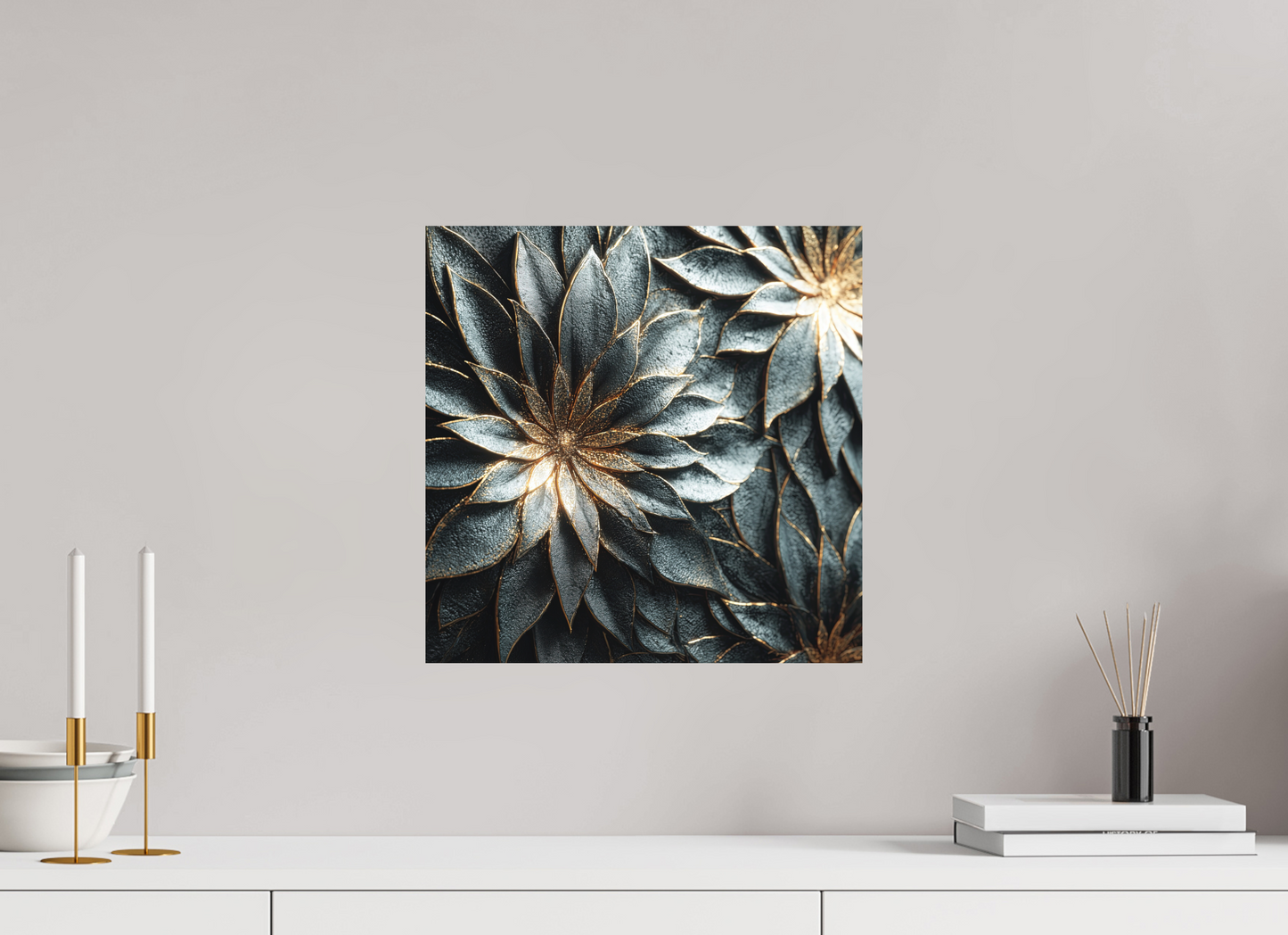 15 x 15″, Photo Print on Aluminum Backing Modern Flowers