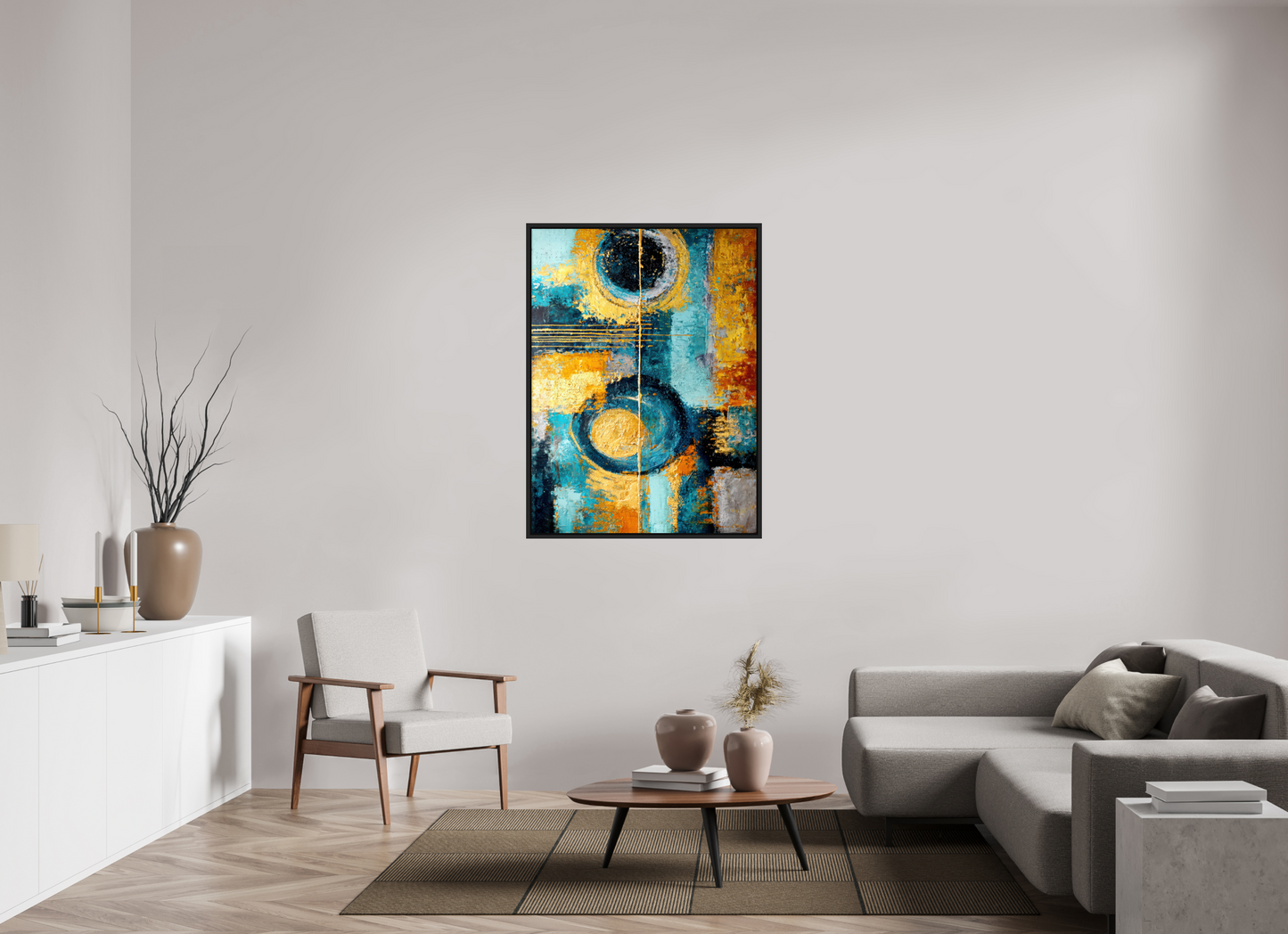 36 x 48.7″, Fine Art Print on Aluminum Dibond with Boarder Abstract Gold Paint
