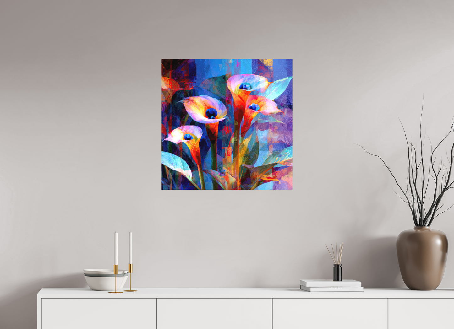 25 x 25″, Photo Print on Aluminum Backing Abstract Calla Lily Flowers