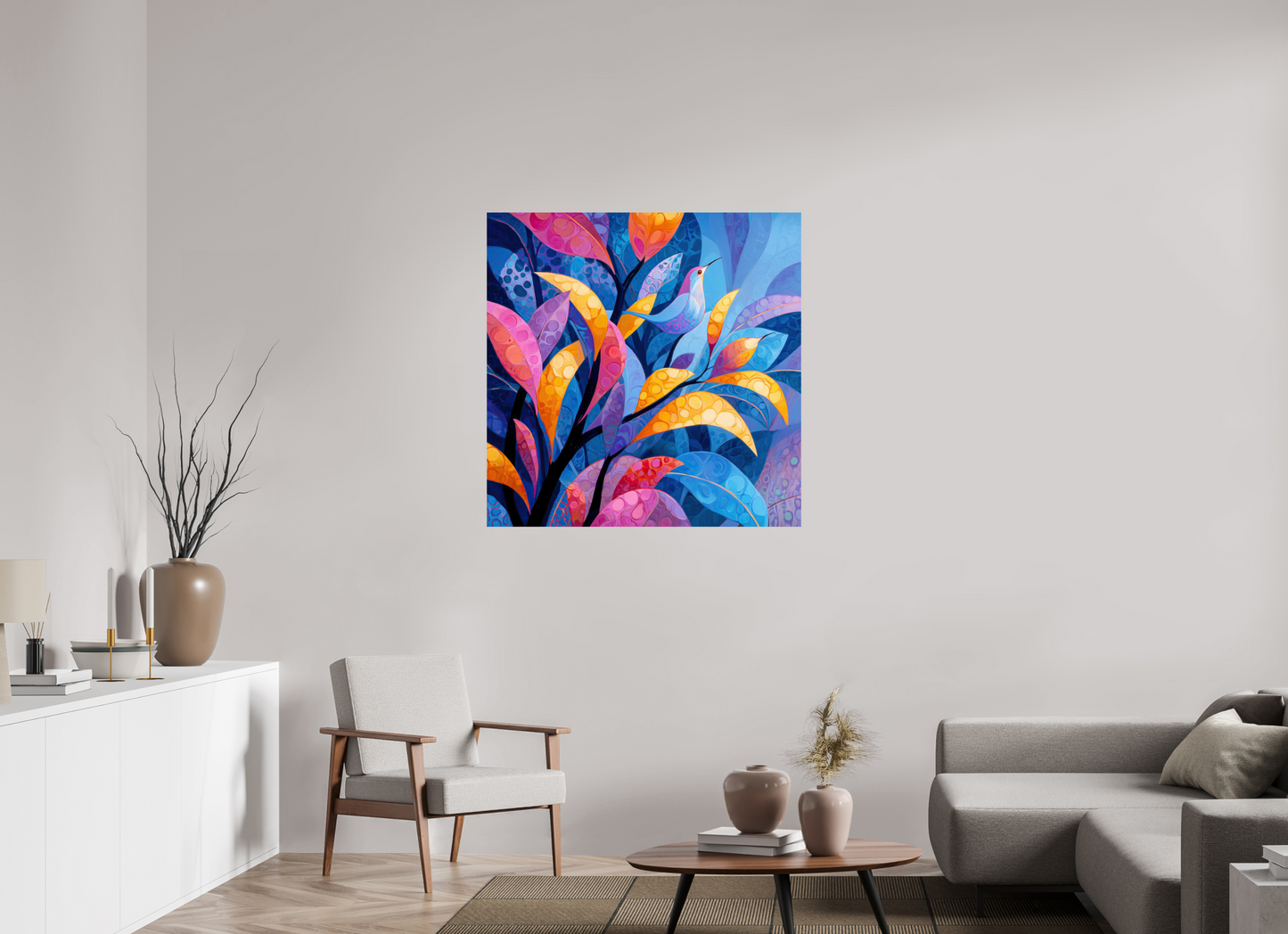 40 x 40″, Fine Art Print On Aluminum Dibond Tropical Bird