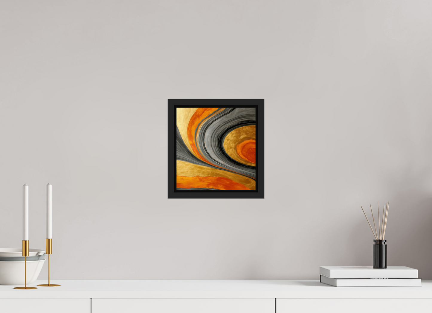 8 x 8.3″, Fine Art Print on Aluminum Dibond with Boarder Abstract Gold Geode 2