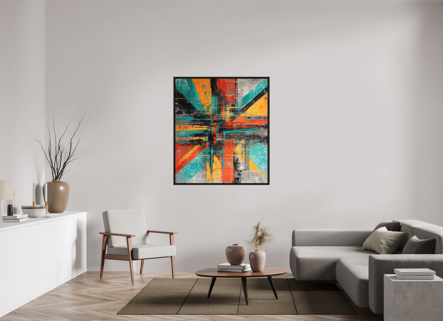 43 x 48.7″, Photo Print on Aluminum Backing with boarder Abstract Paint Lines