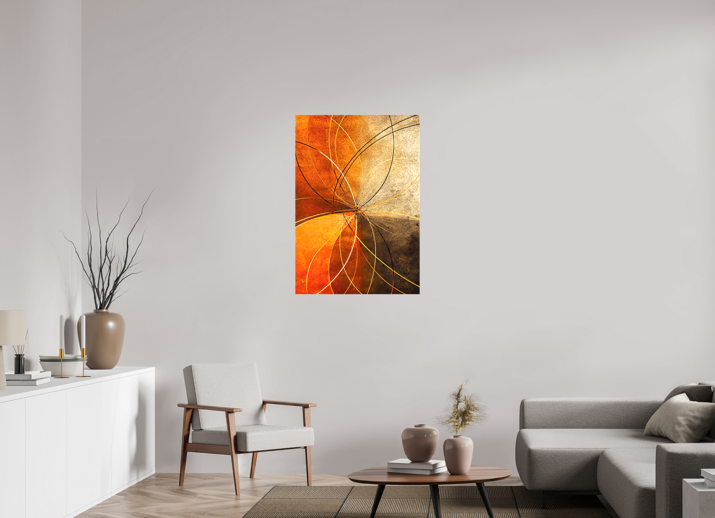 28 x 40.5″, Glossy Canvas Abstract Rust Circles