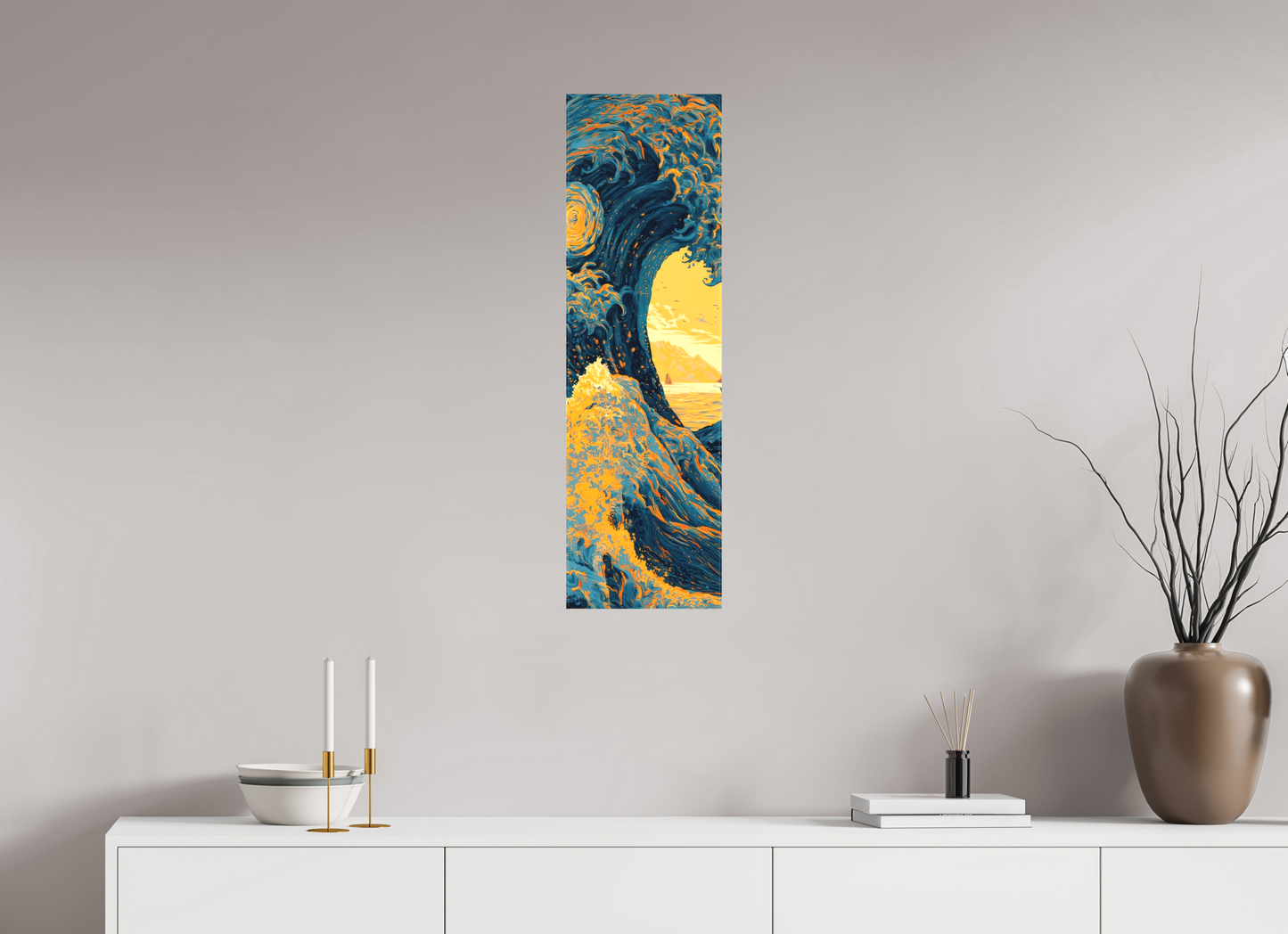 10 x 33.9″, Textile on Canvas Starry Night Tidal Wave