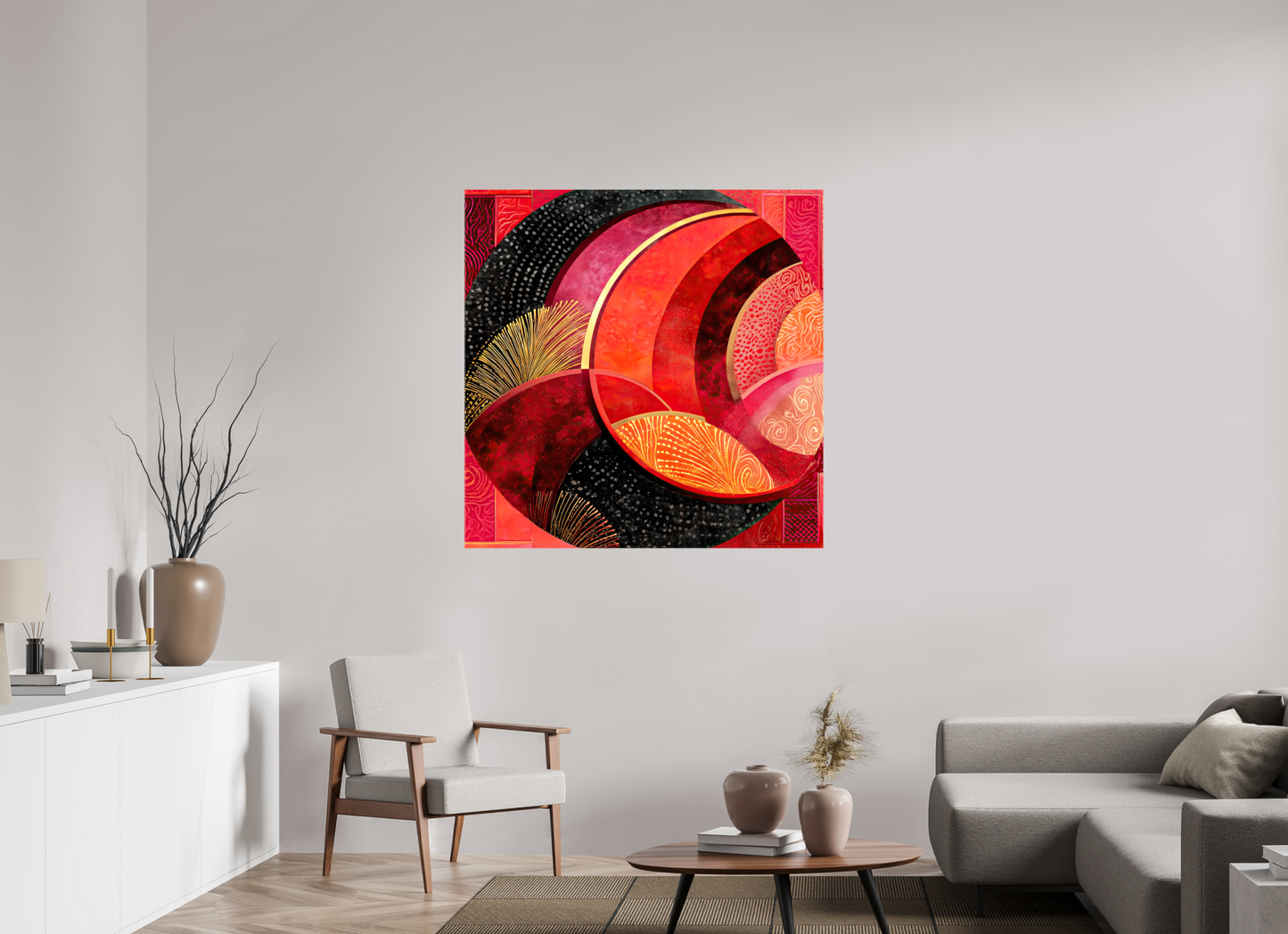 45 x 45″, Glossy Canvas Art Deco Circle