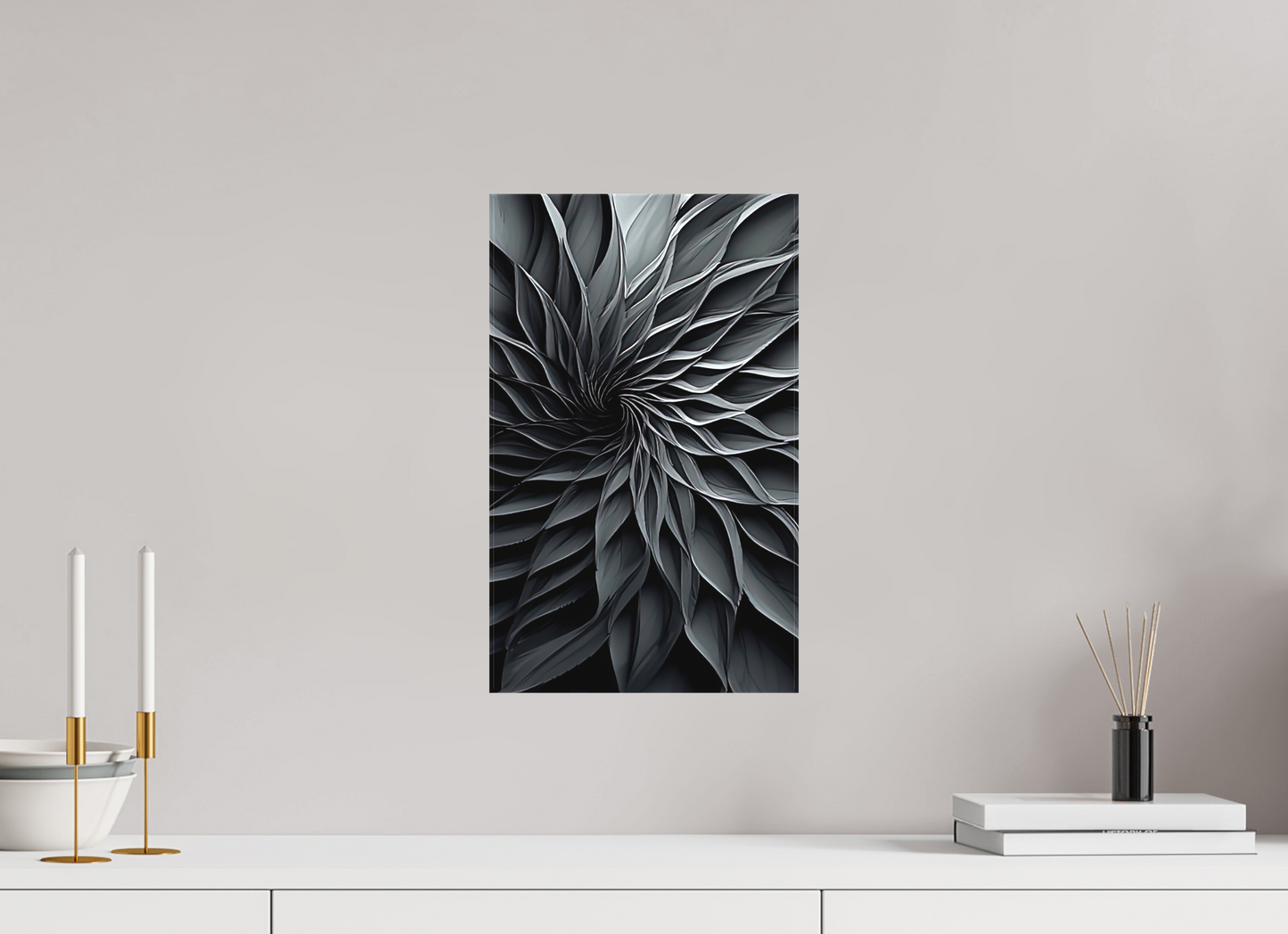 10 x 16.3″, Textile on Canvas Dark Flower 2