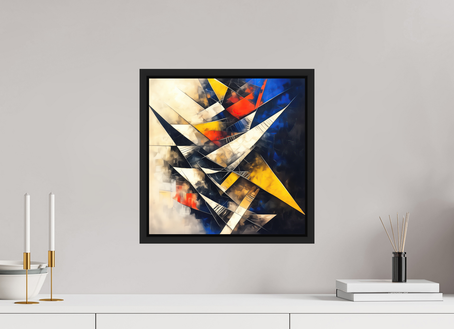 15 x 15″, Photo Print on Aluminum Backing with boarder Abstract Triangles