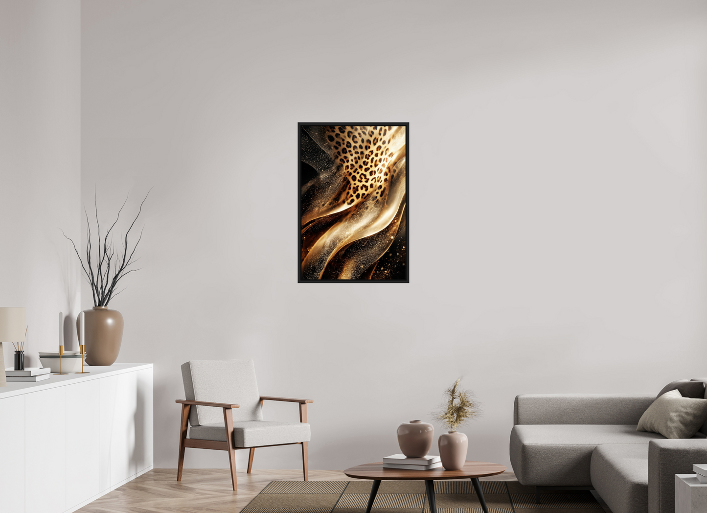 24 x 35.4″, Fine Art Print on Aluminum Dibond with Boarder Leopard Swirl