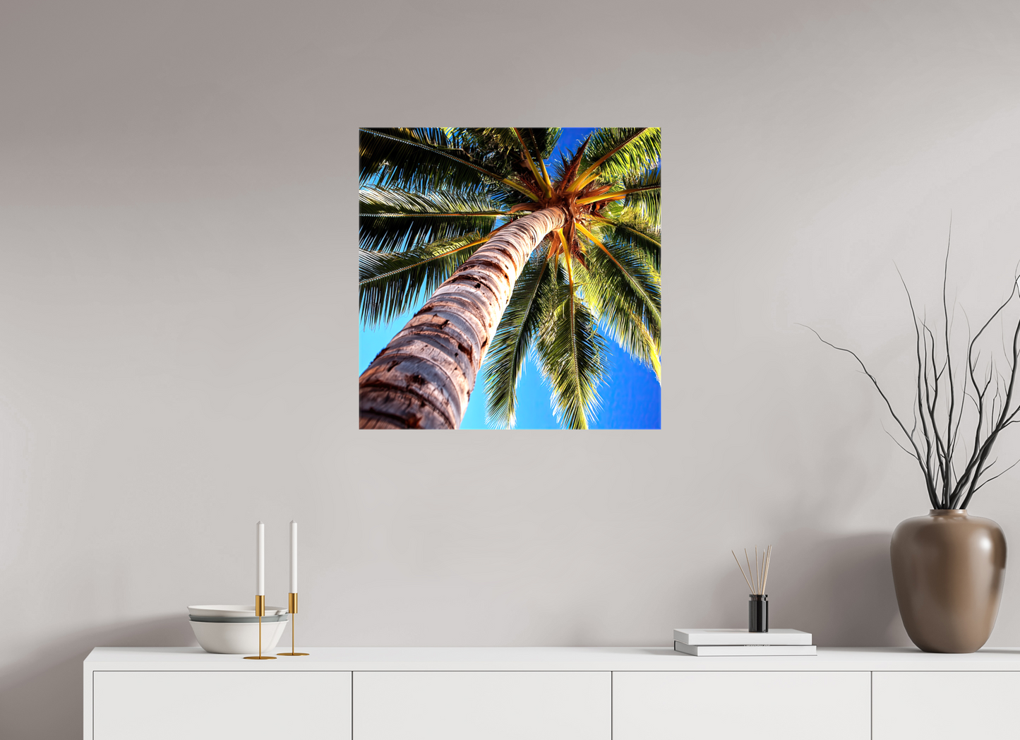 25 x 25″, Glossy Canvas Palm Tree