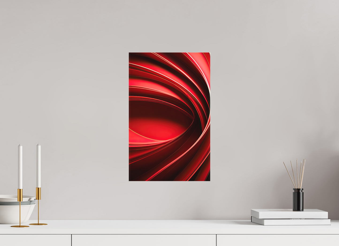 10 x 16″, Textile on Canvas Red Eye