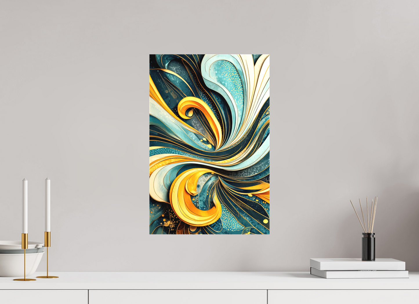 12 x 18.1″, Textile on Canvas Abstract Swirl