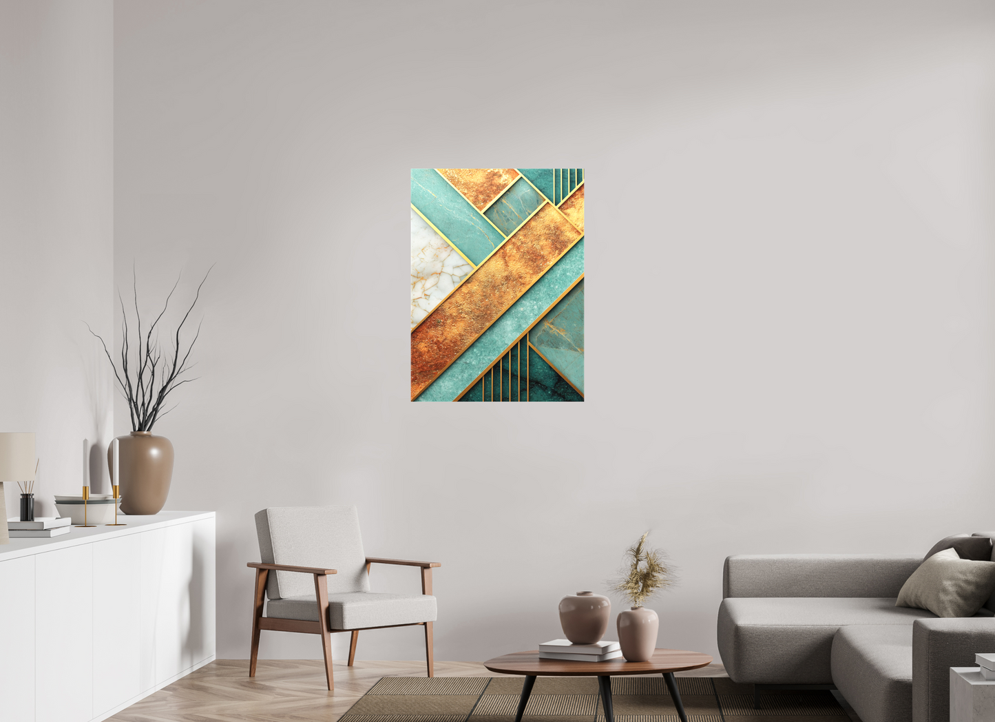 28 x 37.8″, Textile on Canvas Art Deco Atlantis