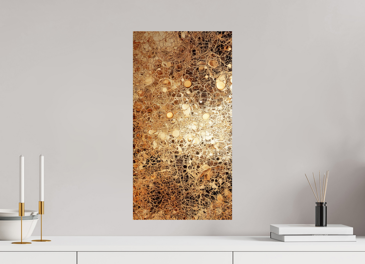 12 x 22.9″, Fine Art Print On Aluminum Dibond Gold Leather