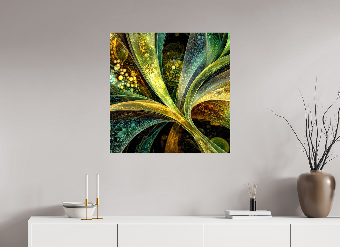 30 x 30″, Glossy Canvas Algae