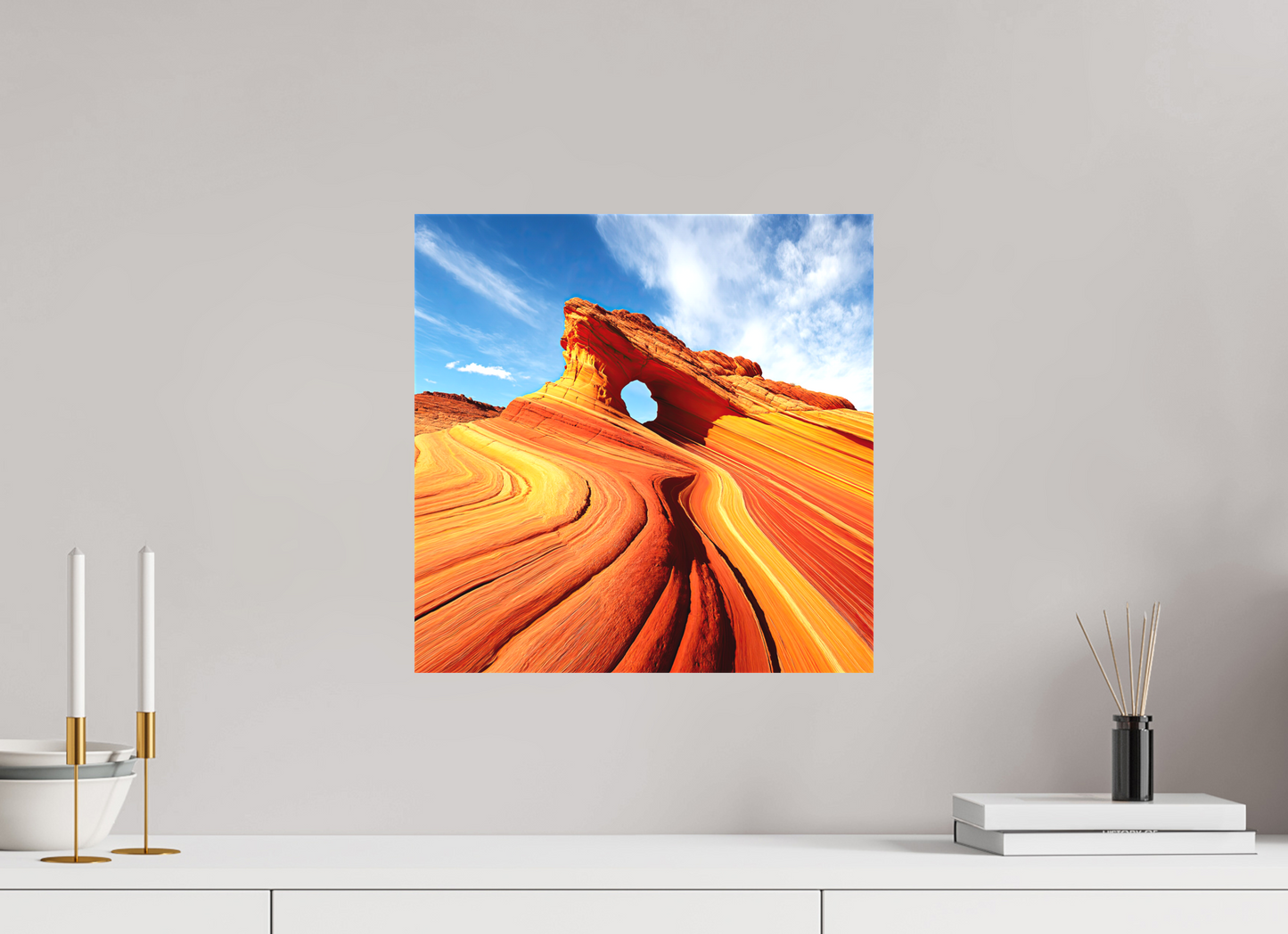 15 x 15″, Textile on Canvas Desert Rock Formation