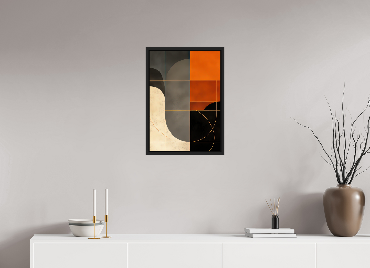ISO A2 (42 x 59,4 cm), Fine Art Print on Aluminum Dibond with Boarder Abstract Squares