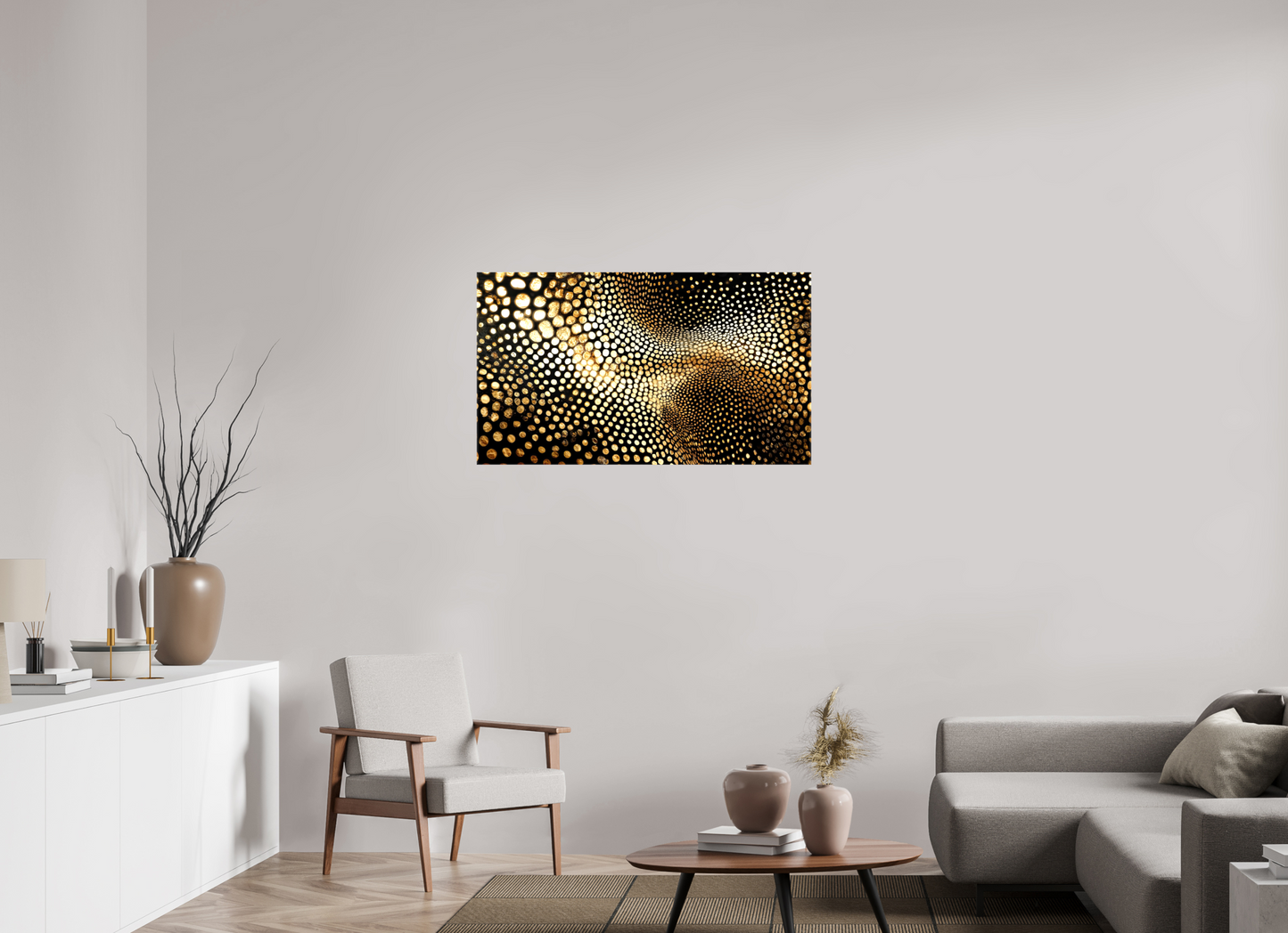 41.9 x 24″, Glossy Canvas Gold Dot Wave