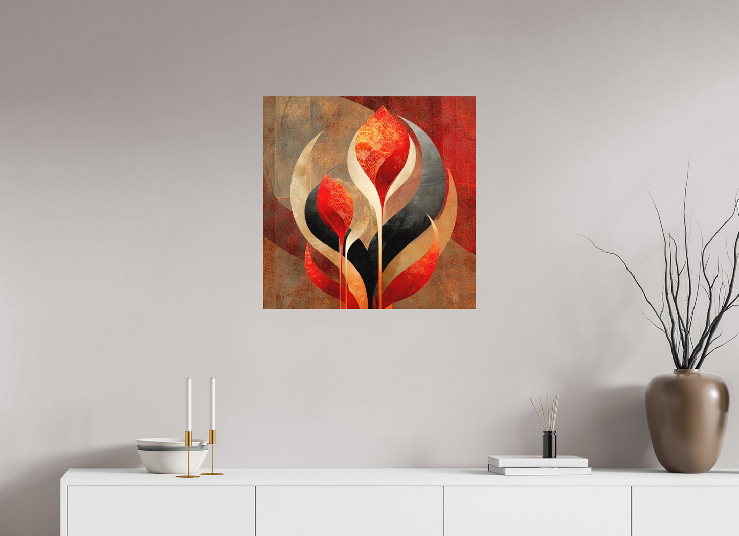 25 x 25″, Photo Print on Aluminum Backing Abstract Flowers 1