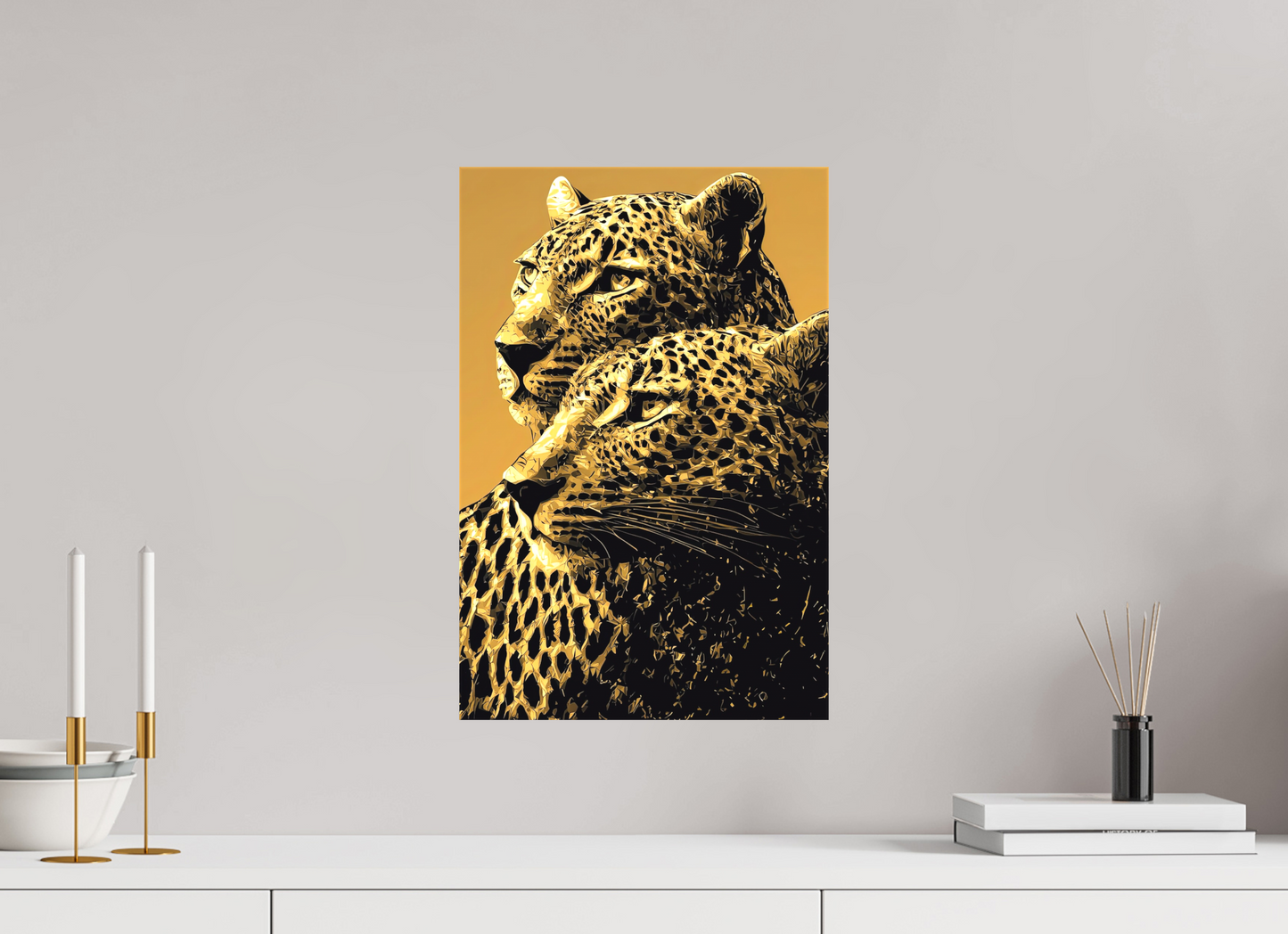 12 x 18.1″, Textile on Canvas Desert Cheetahs
