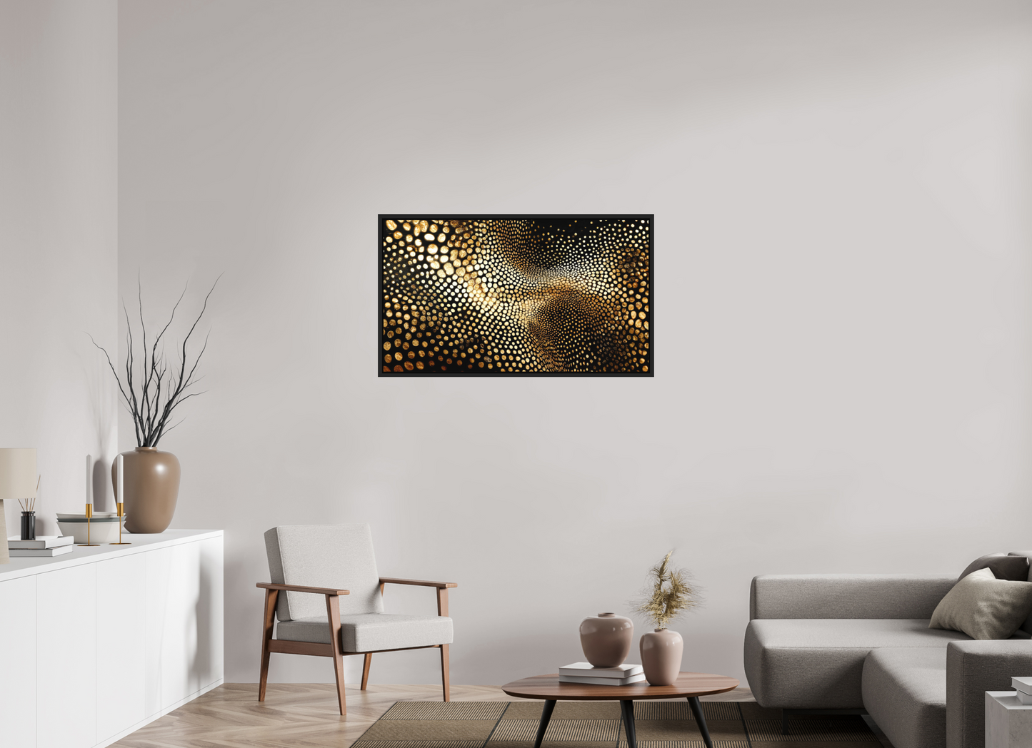 41.9 x 24″, Photo Print on Aluminum Backing with boarder Gold Dot Wave