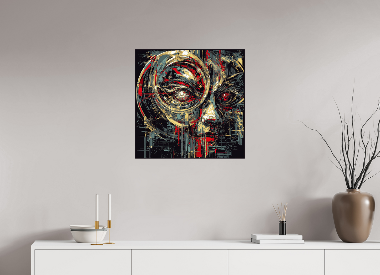 25 x 25″, Fine Art Print On Aluminum Dibond Abstract Female Eye