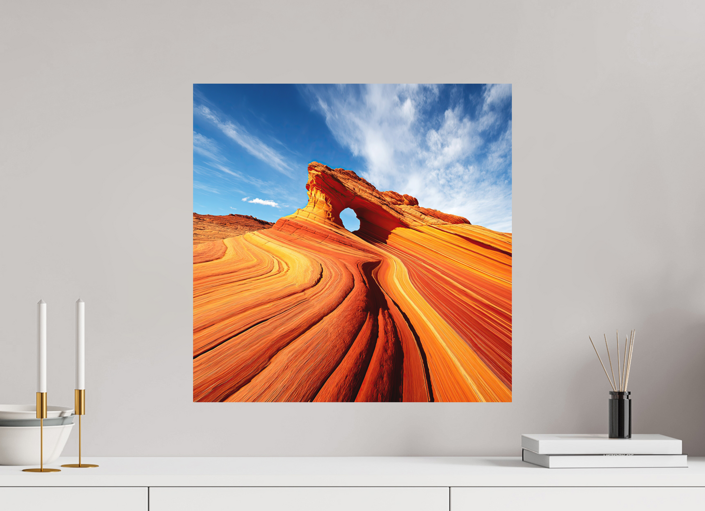 20 x 20″, Photo Print on Aluminum Backing Desert Rock Formation