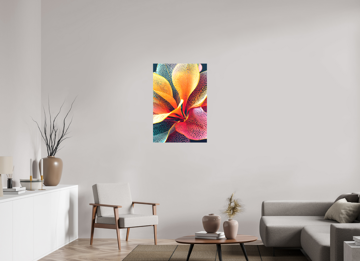 24 x 35.4″, Textile on Canvas Colorful Flower