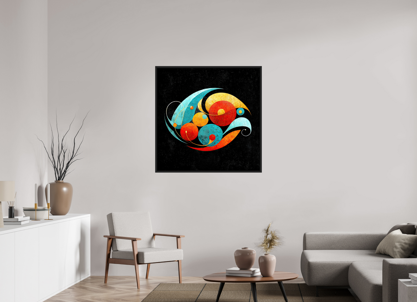 40 x 40″, Fine Art Print on Aluminum Dibond with Boarder Abstract Olives