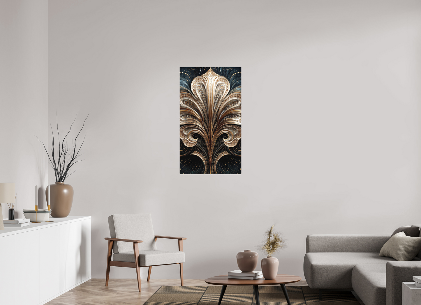 24 x 41.8″, Photo Print on Aluminum Backing Art Deco Abstract Flower 1
