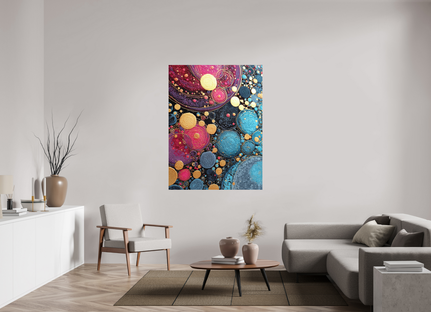 45 x 60″, Photo Print on Aluminum Backing Abstract Circles