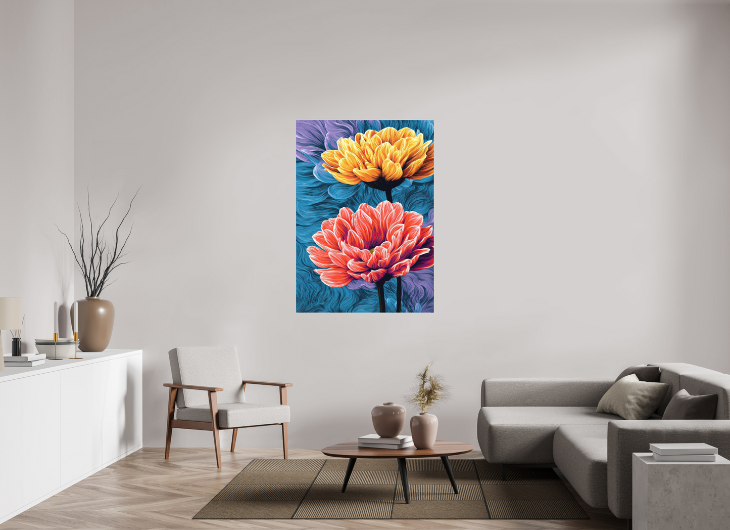 39 x 54.5″, Photo Print on Aluminum Backing Warm Flowers