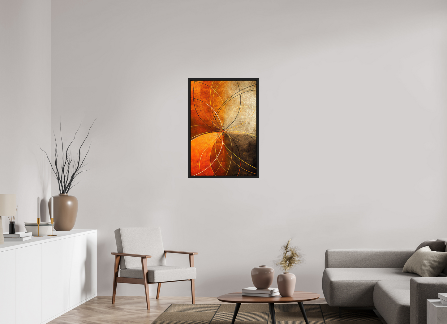 24 x 34.7″, Fine Art Print on Aluminum Dibond with Boarder Abstract Rust Circles